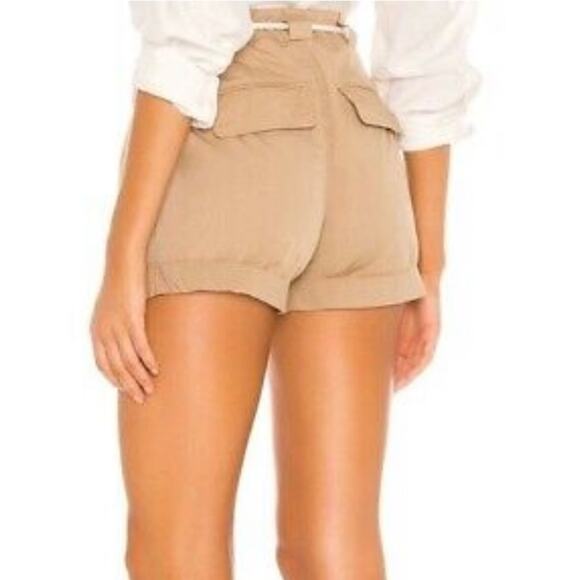 Frame Tan Khaki Front Pleats Rolled Hems Shorts Sz6 Pockets Zip Fly Button NWT - Picture 9 of 14
